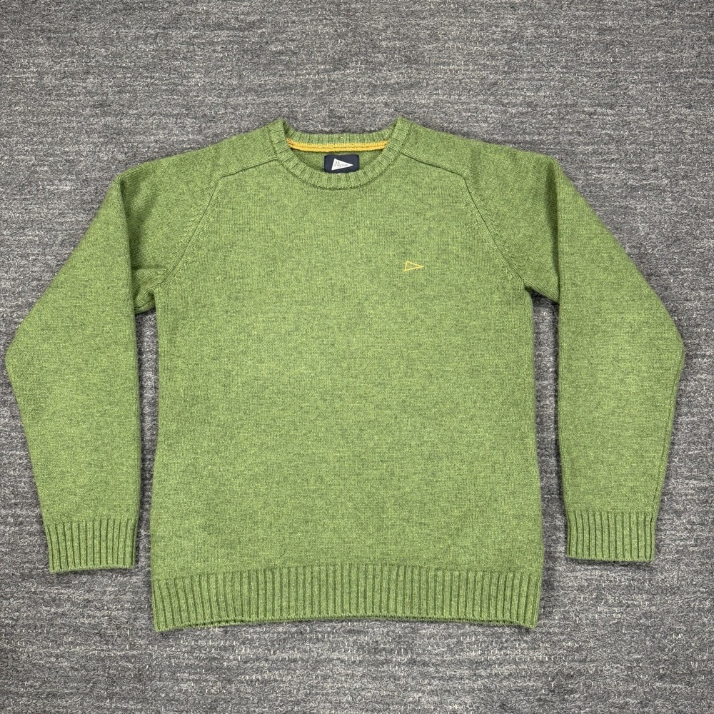 Pilgrim Surf Supply Crew Neck Sweater Men Medium Green Pockets Wool Blend Knit